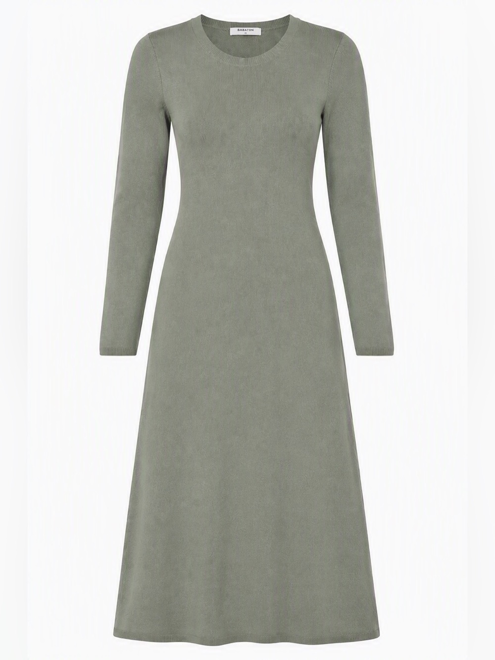 Babaton Sage Green Long Sleeve Knit Maxi Dress sz S